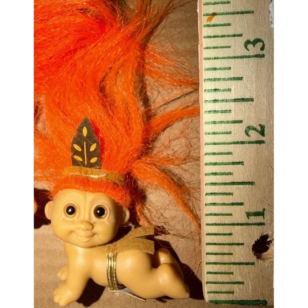 Troll Doll Native American 2pc Lot 3in 2in